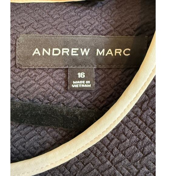 Andrew Marc Navy/Cream Flutter Sleeve Shift Dress, Size 16 NEW! - Picture 3 of 4